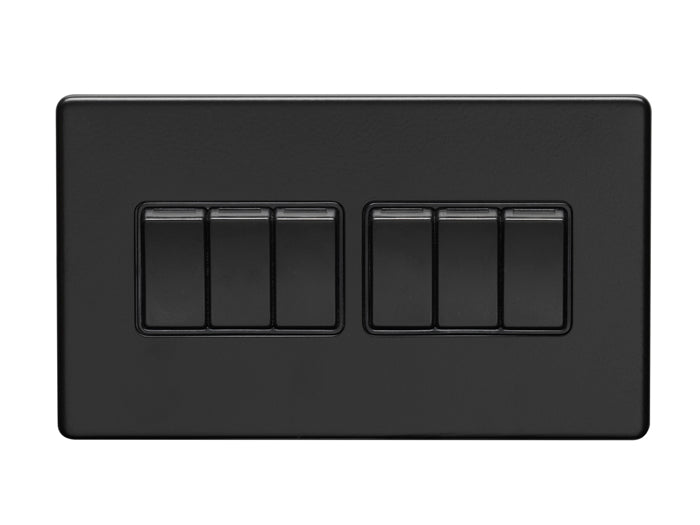 Eurolite Concealed 3mm 6 Gang Switch - Matt Black