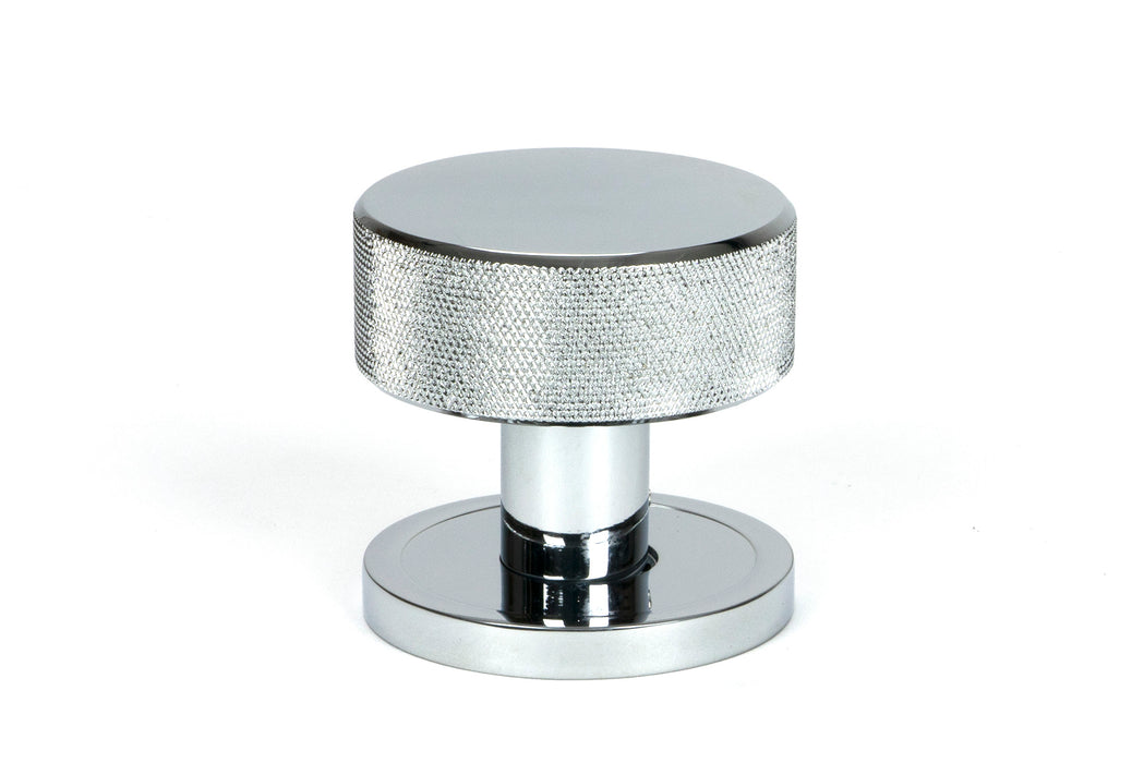 Polished Chrome Brompton Mortice/Rim Knob Set (Plain)