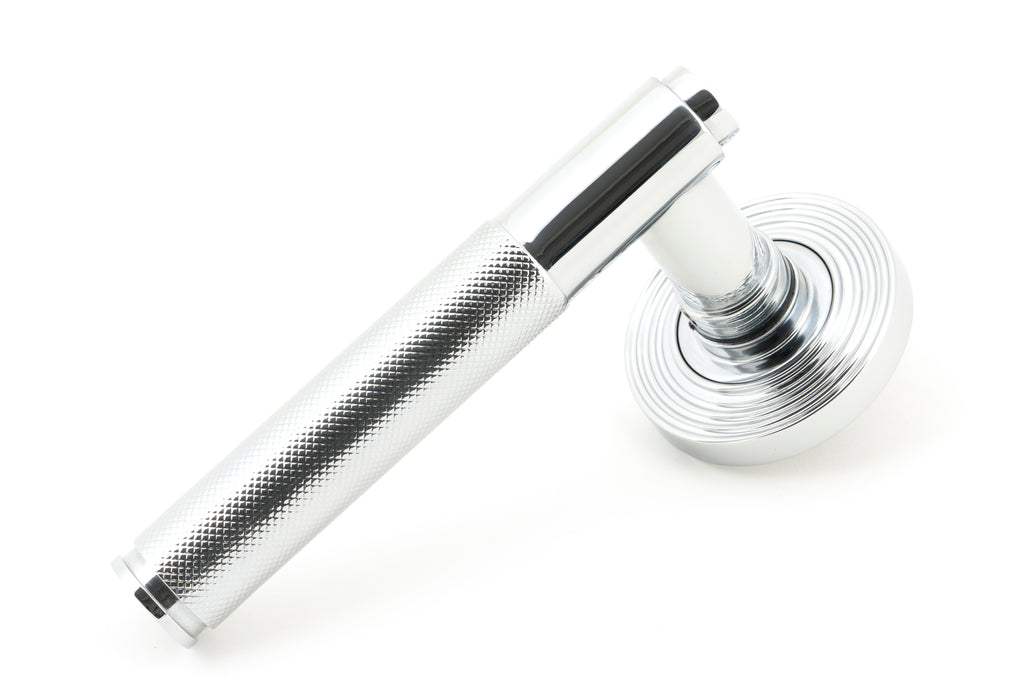 Polished Chrome Brompton Lever on Rose Set (Beehive) - Unsprung