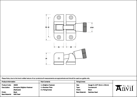 Black Brompton Brighton Fastener (Radiused)