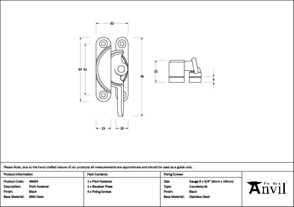 Black Fitch Fastener