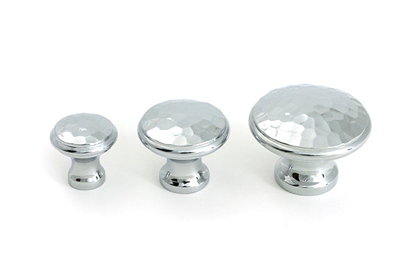 Polished Chrome Hammered Cabinet Knob - Medium