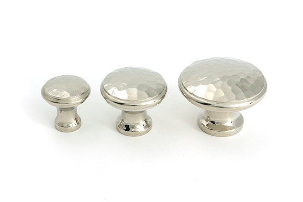 Polished Nickel Hammered Cabinet Knob - Large