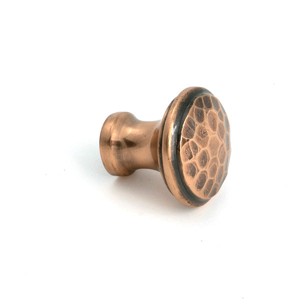 Polished Bronze Hammered Cabinet Knob - Small