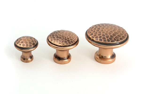 Polished Bronze Hammered Cabinet Knob - Medium