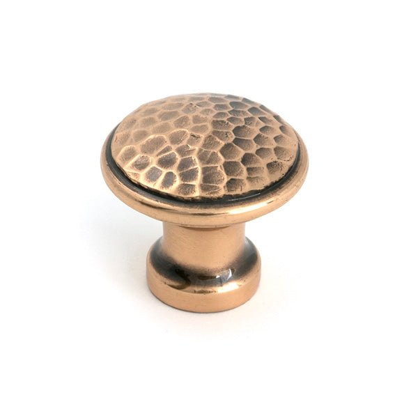 Polished Bronze Hammered Cabinet Knob - Medium