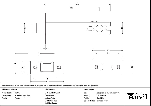Pewter 5" Heavy Duty Latch