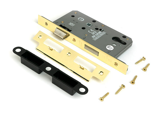 Polished Brass Euro Din Sash Lock - 60mm Backset/72mm Centre