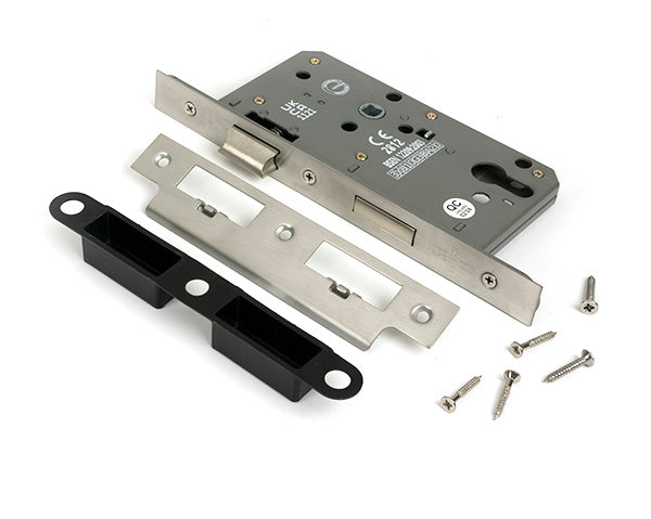 Satin Chrome Euro Din Sash Lock - 60mm Backset/72mm Centre