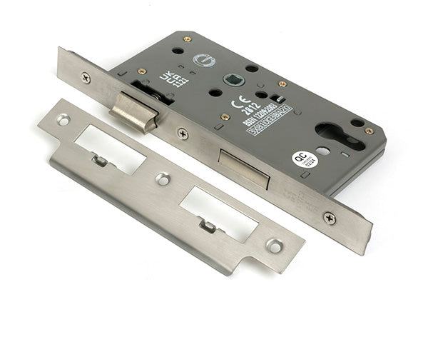 Satin Chrome Euro Din Sash Lock - 60mm Backset/72mm Centre