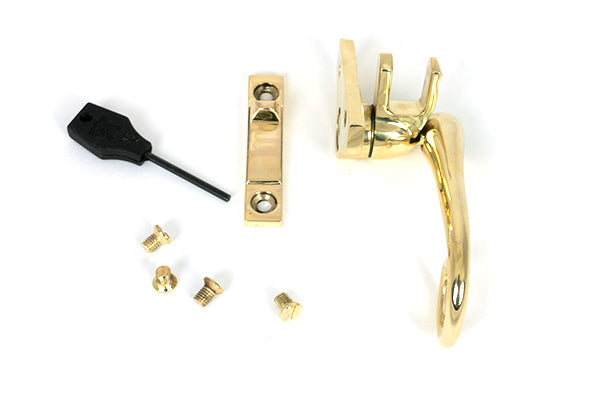 Polished Brass Night-Vent Locking Monkeytail Fastener (Steel Window)