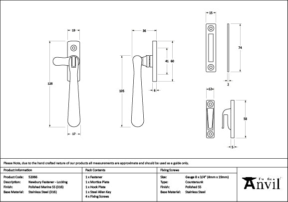 Polished Marine SS (316) Locking Newbury Fastener