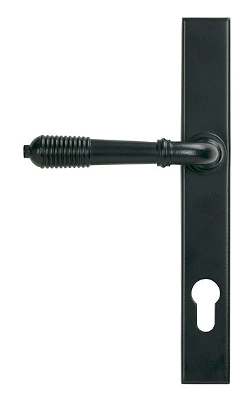 Matt Black Reeded Slimline Lever Espag. Lock Set