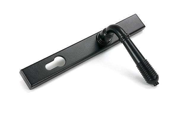 Matt Black Reeded Slimline Lever Espag. Lock Set