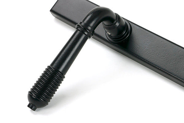 Matt Black Reeded Slimline Lever Espag. Lock Set