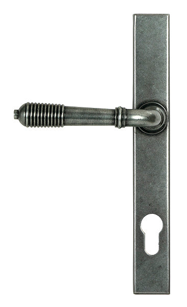 Pewter Reeded Slimline Lever Espag. Lock Set