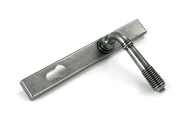 Pewter Reeded Slimline Lever Espag. Lock Set