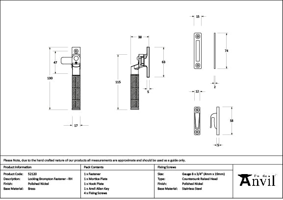 Polished Nickel Locking Brompton Fastener – RH