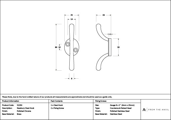 Polished Chrome Newbury Cleat Hook