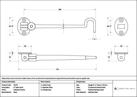 Polished Chrome 8" Cabin Hook