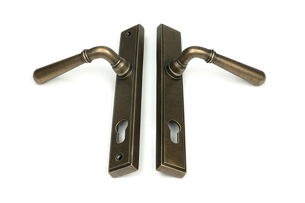 Burnished Brass Newbury Slimline Lever Espag. Lock Set
