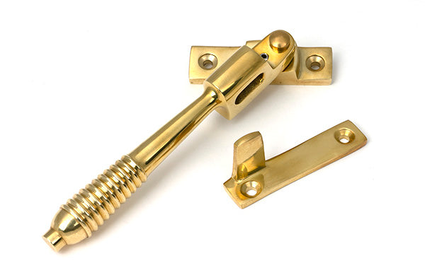 Polished Brass Night-Vent Locking Reeded Fastener