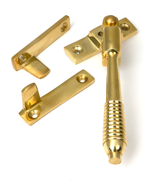 Polished Brass Night-Vent Locking Reeded Fastener
