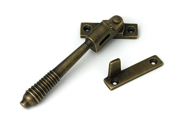 Burnished Brass Night-Vent Locking Reeded Fastener