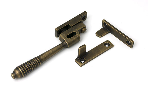 Burnished Brass Night-Vent Locking Reeded Fastener