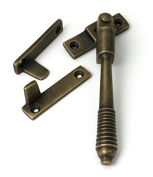 Burnished Brass Night-Vent Locking Reeded Fastener