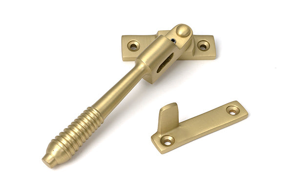 Satin Brass Night-Vent Locking Reeded Fastener