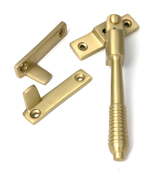 Satin Brass Night-Vent Locking Reeded Fastener