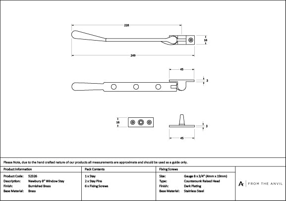 Burnished Brass 8" Newbury Stay