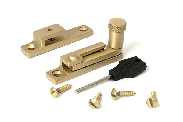 Satin Brass Brompton Quadrant Fastener - Narrow