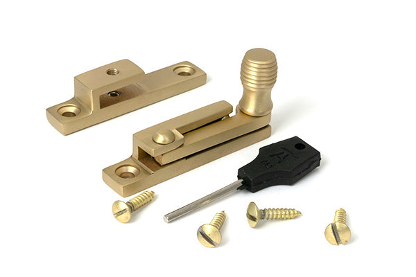Satin Brass Beehive Quadrant Fastener - Narrow
