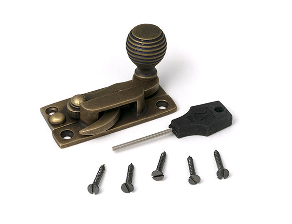 Burnished Brass Beehive Sash Hook Fastener