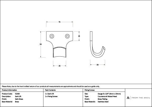 Satin Brass Sash Lift