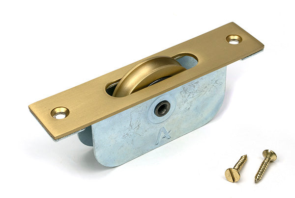 Satin Brass Square Ended Sash Pulley 75kg