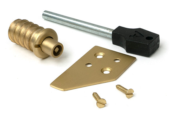 Satin Brass Key-Flush Sash Stop