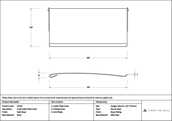 Satin Brass Small Letter Plate Cover