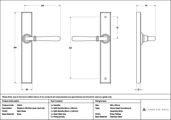 Satin Brass Newbury Slimline Lever Espag. Latch Set
