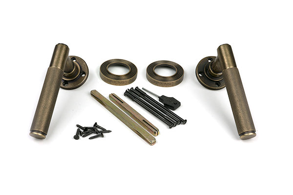 Burnished Brass Brompton Lever on Rose Set (Beehive)