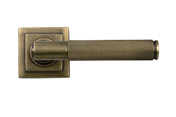 Burnished Brass Brompton Lever on Rose Set (Square)