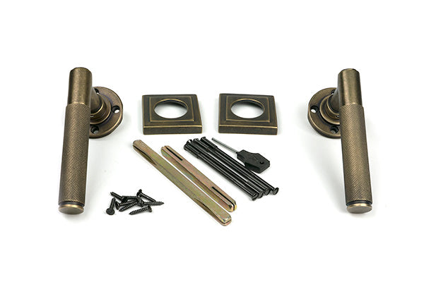 Burnished Brass Brompton Lever on Rose Set (Square)