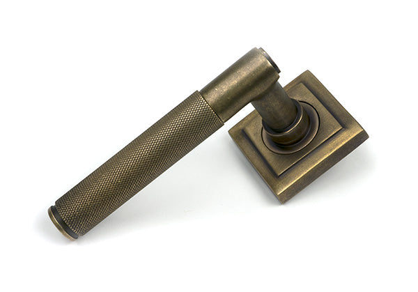 Burnished Brass Brompton Lever on Rose Set (Square)