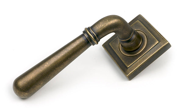 Burnished Brass Newbury Lever on Rose Set (Square)