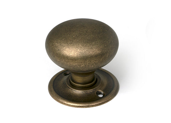 Burnished Brass 49mm Mushroom Mortice/Rim Knob Set