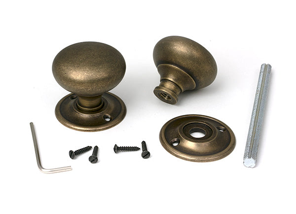 Burnished Brass 49mm Mushroom Mortice/Rim Knob Set