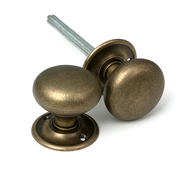 Burnished Brass 49mm Mushroom Mortice/Rim Knob Set