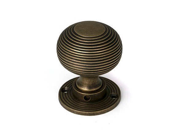 Burnished Brass Heavy Beehive Mortice/Rim Knob Set